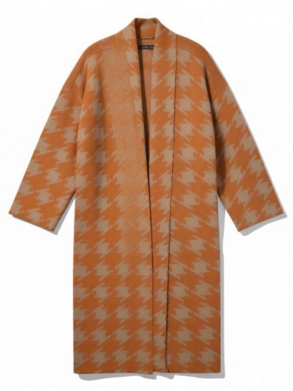 A NEW DAY - Orange Houndstooth Duster Cardigan - Women’s 4XL